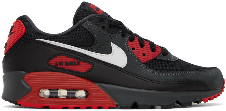 Photo: Nike Black & Red Air Max 90 Sneakers