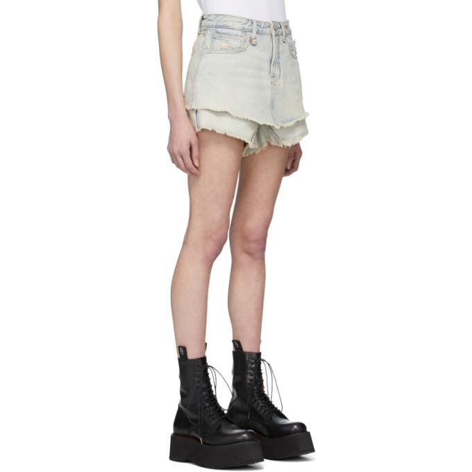 R13 Blue Double Layer Denim Shorts R13