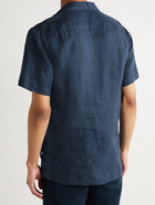 NN07 - Miyagi Camp-Collar Linen Shirt - Blue