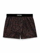TOM FORD - Cheetah-Print Stretch-Silk Boxer Shorts - Brown