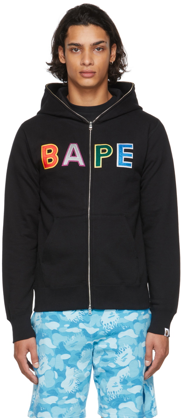 BAPE Black Logo Zip Hoodie A Bathing Ape