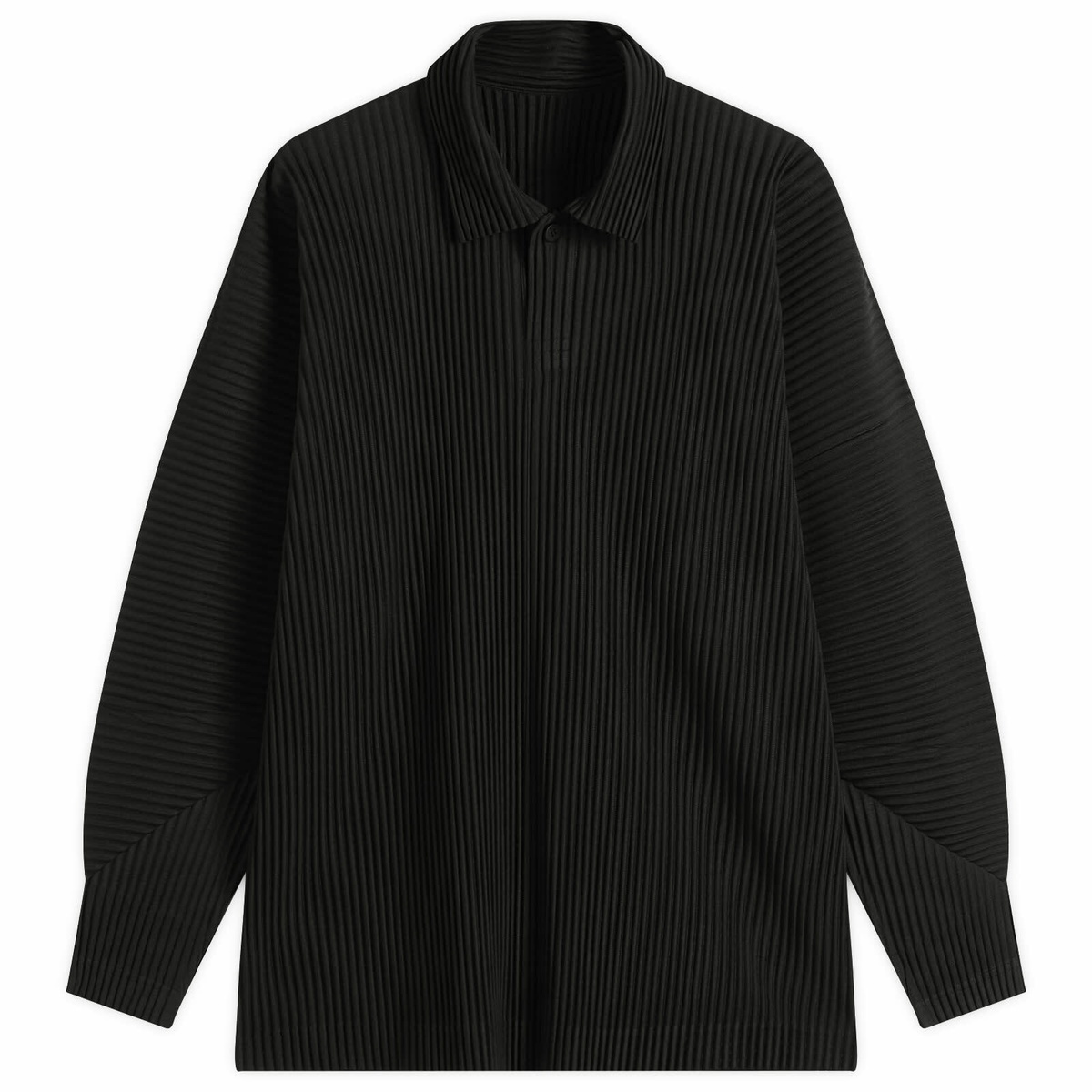 Homme Plissé Issey Miyake Men's Pleated Long Sleeve Polo