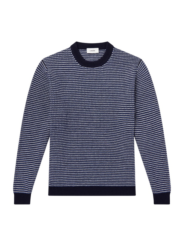 Photo: Lardini - Striped Wool and Cashmere-Blend Sweater - Blue