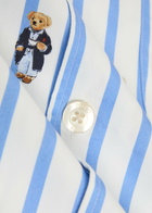 Polo Ralph Lauren Striped Polo-bear Cotton-poplin Sleep Shirt Blue