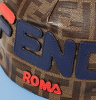 Fendi - Leather-Trimmed Logo-Appliquéd Printed Coated-Canvas Baseball Cap - Men - Brown