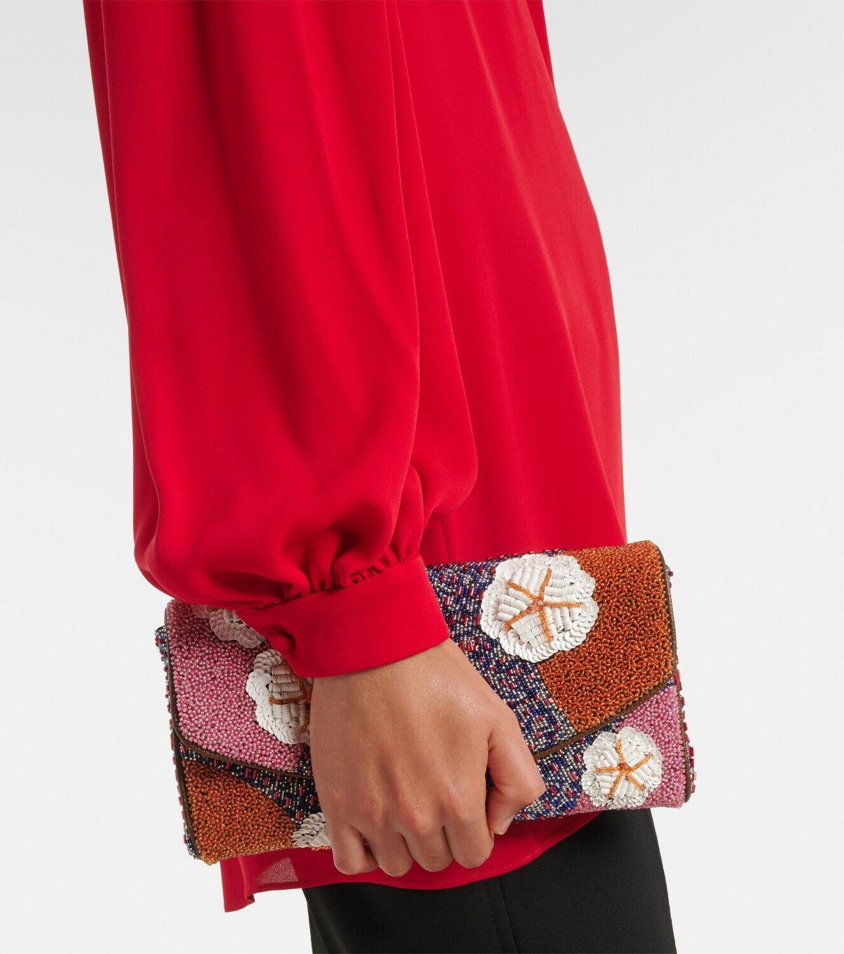 Valentino Tie-neck silk georgette blouse