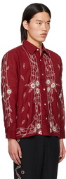 HARAGO Burgundy Embroidered Shirt