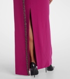 Roland Mouret Caped embellished satin crêpe gown