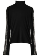 Norma Kamali Stud-embellished Stretch-jersey top Black