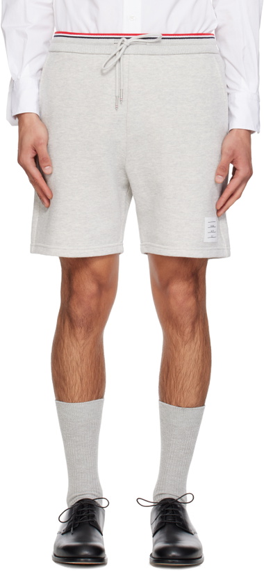 Photo: Thom Browne Gray Pique Loopback Sweat Shorts