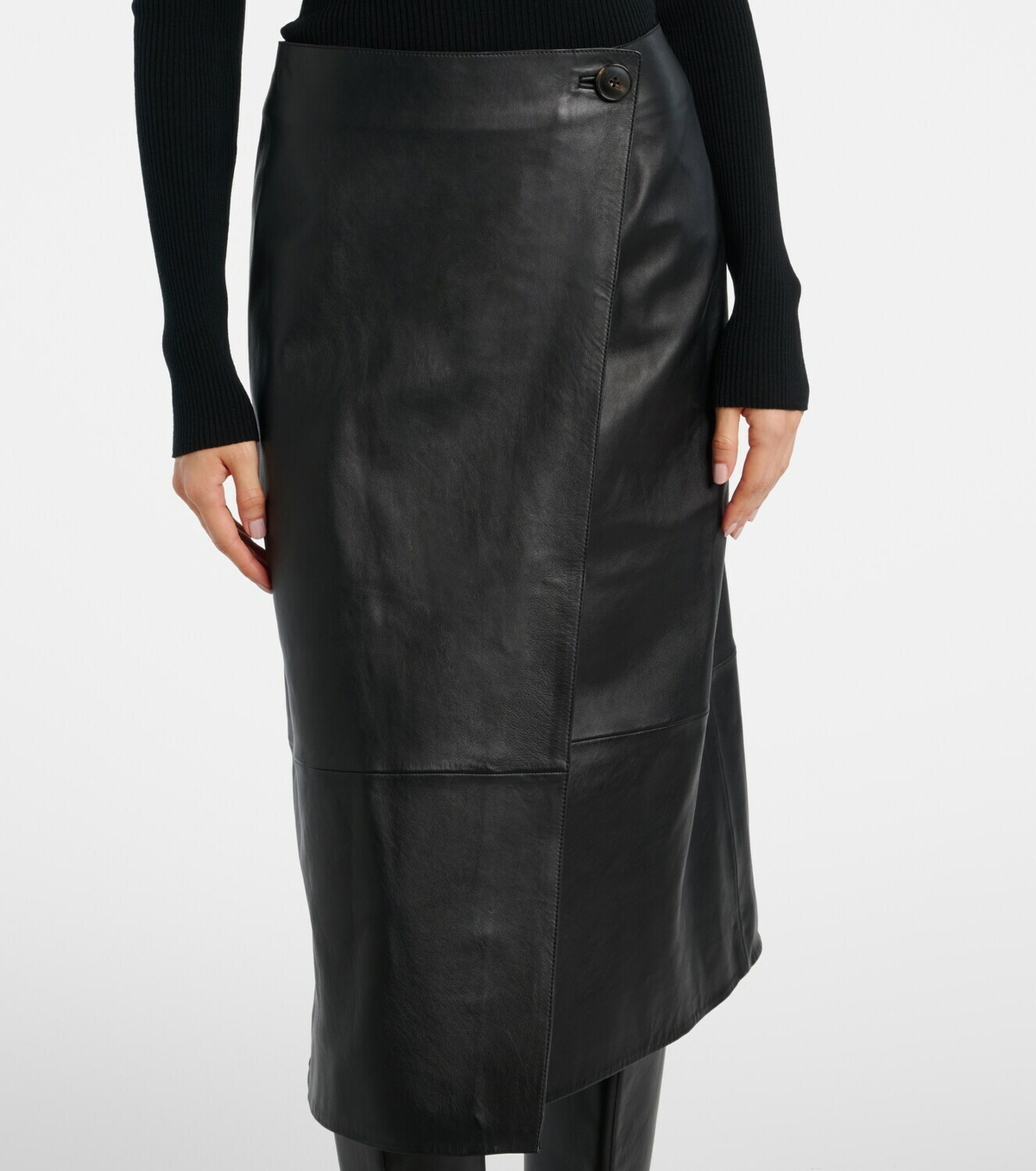 Yves Salomon Leather midi skirt