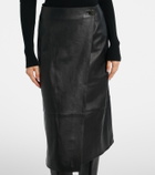Yves Salomon Leather midi skirt