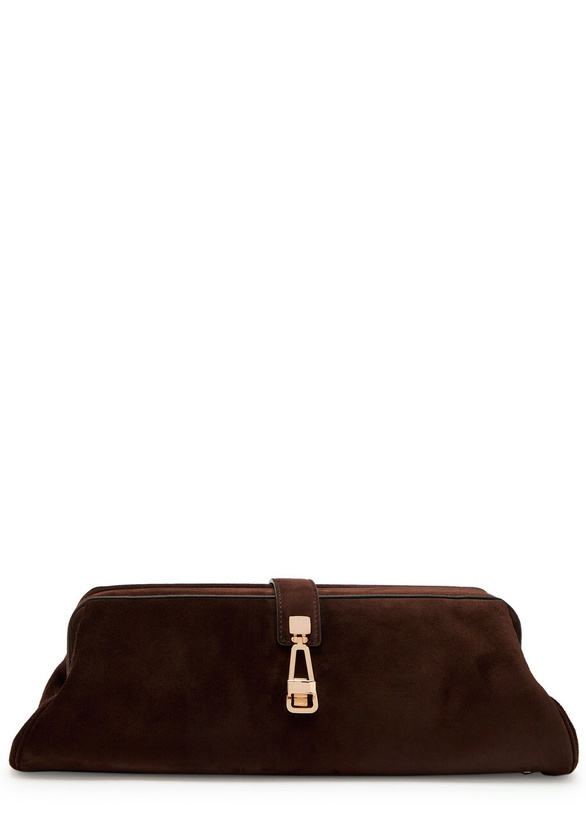 Photo: Gabriela Hearst Baguette Suede Clutch bag - Dark Brown - One Size