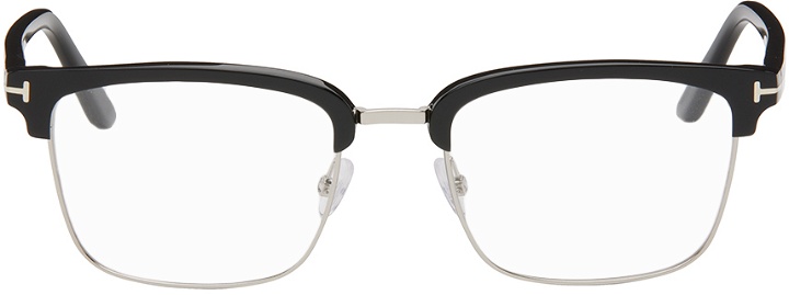Photo: TOM FORD Black & Silver Half-Rim Glasses