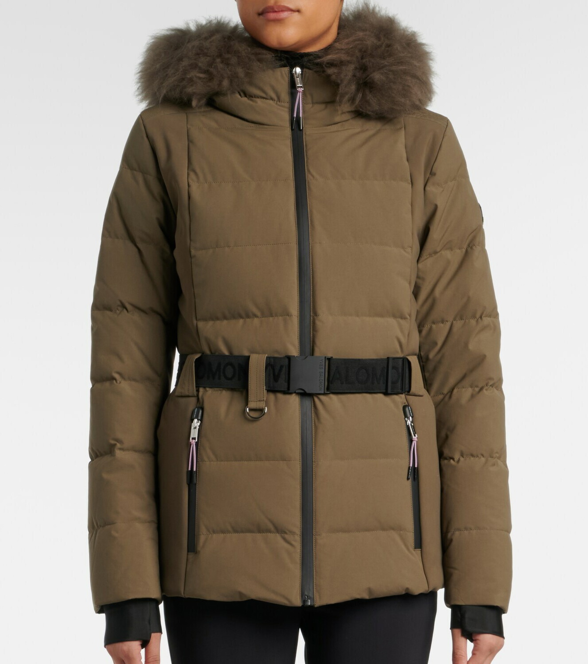 Yves Salomon Doudoune 64cm belted down jacket