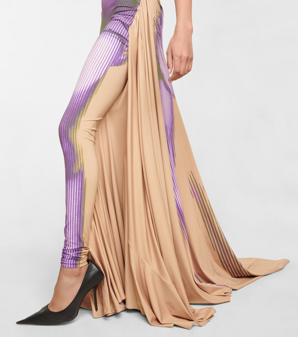 パーティードレス Jean Paul Gaultier Semi-Transparent Stretch Viscose Evening JEAN PAUL GAULTIER Semi-sheer stretch-jersey maxi dress