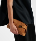 Ferragamo Hug Mini croc-effect suede clutch