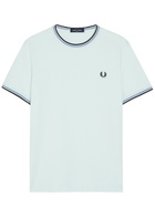 Fred Perry Logo-embroidered Cotton T-shirt Light Blue