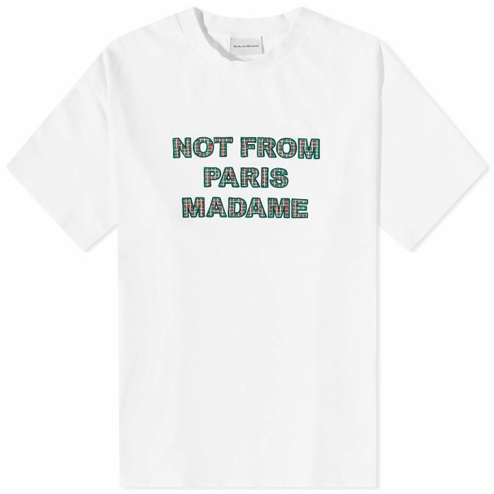 Photo: Drole de Monsieur Men's Drôle de Monsieur Not From Paris Madame Tartan T-Shirt in White