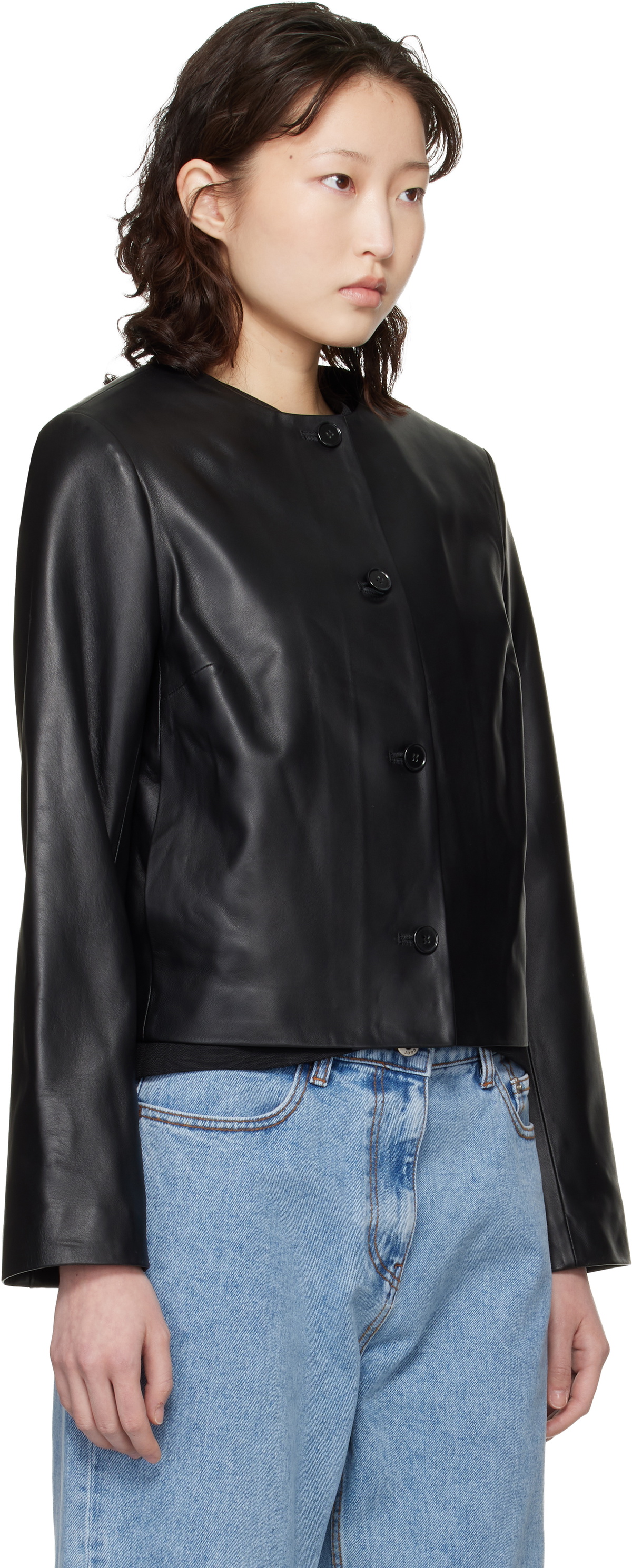 Loulou de Saison Black Raho Plongé Leather Jacket