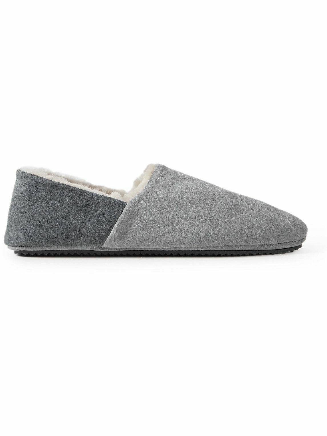 Mr P. - Babouche Shearling-Lined Suede Slippers - Gray Mr P.