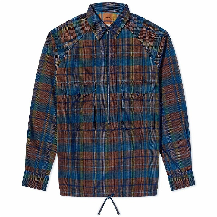 Photo: Eastlogue Men's Scout Cord Half Zip Shirt in Blue Check