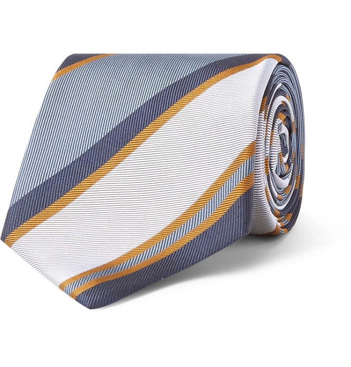 Photo: Bigi - 8cm Striped Silk-Jacquard Tie - Blue