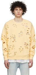 R13 Yellow Super Distressed Oversized Sweater