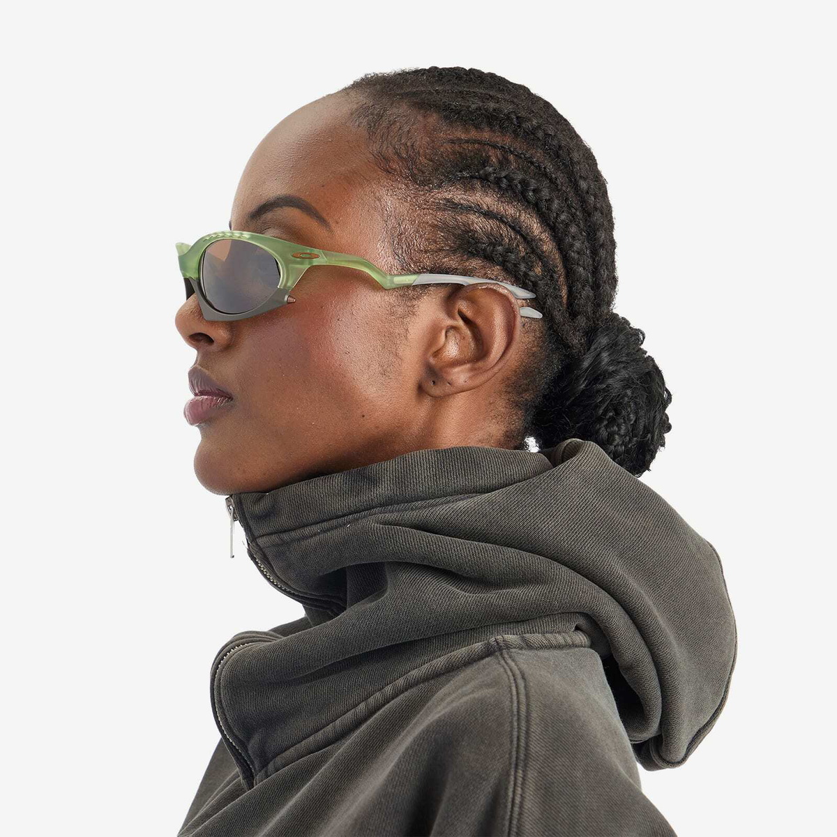 Oakley Plantaris Sunglasses in Matte Trans Fern/Prizm Tungsten 