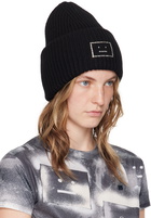 Acne Studios Black Large Face Logo Beanie