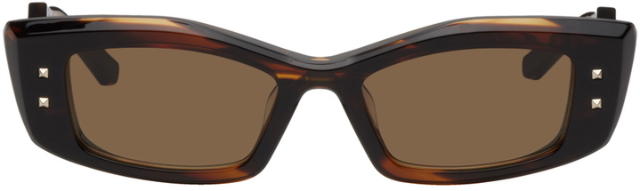 Photo: Valentino Garavani Tortoiseshell IV Rectangular Frame Sunglasses