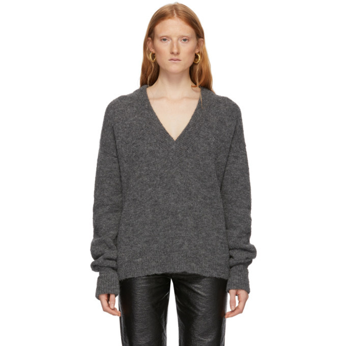 Photo: Tibi Grey Alpaca Airy V-Neck Sweater