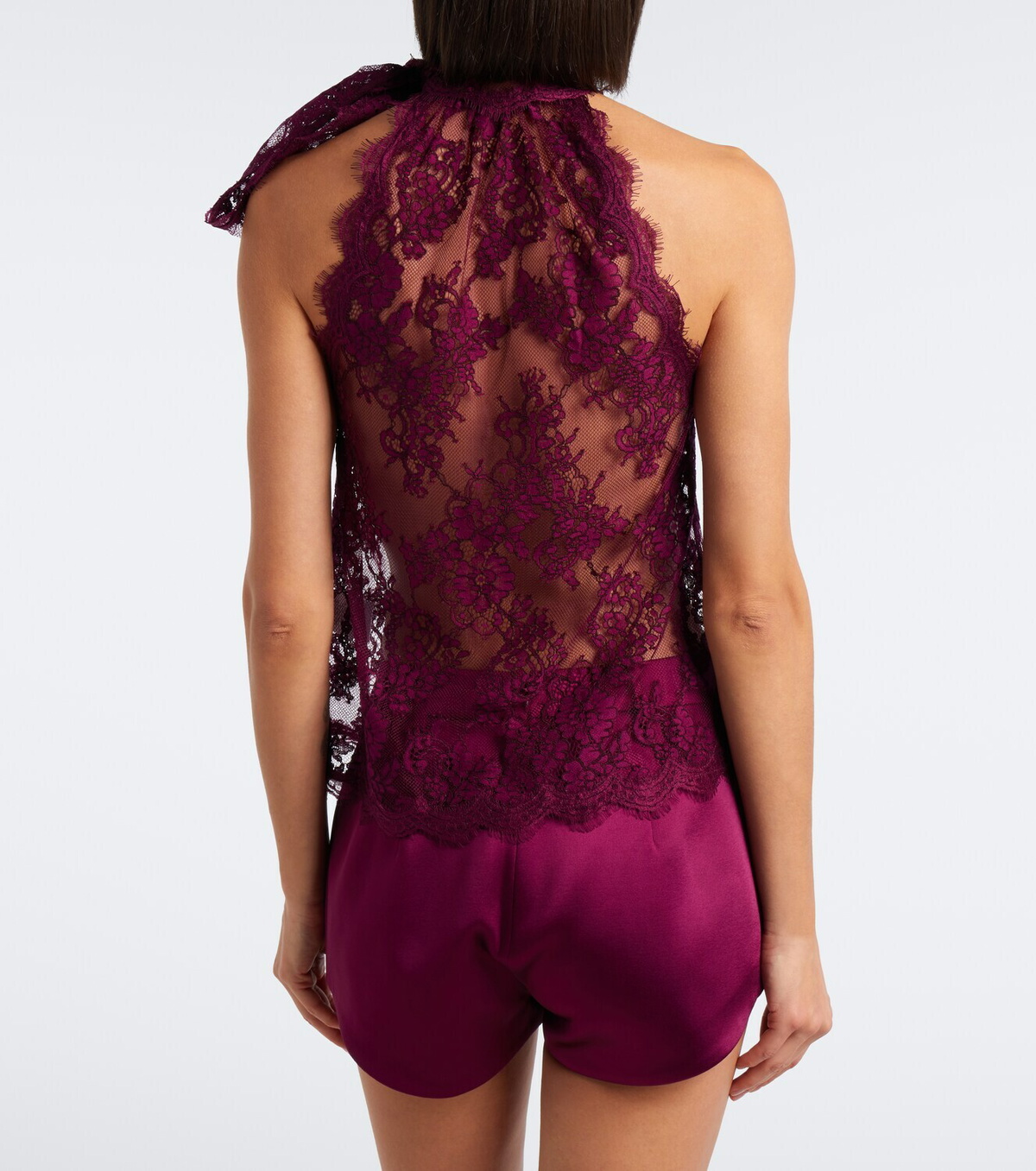 Retrofête Sigma sheer tie-neck lace top
