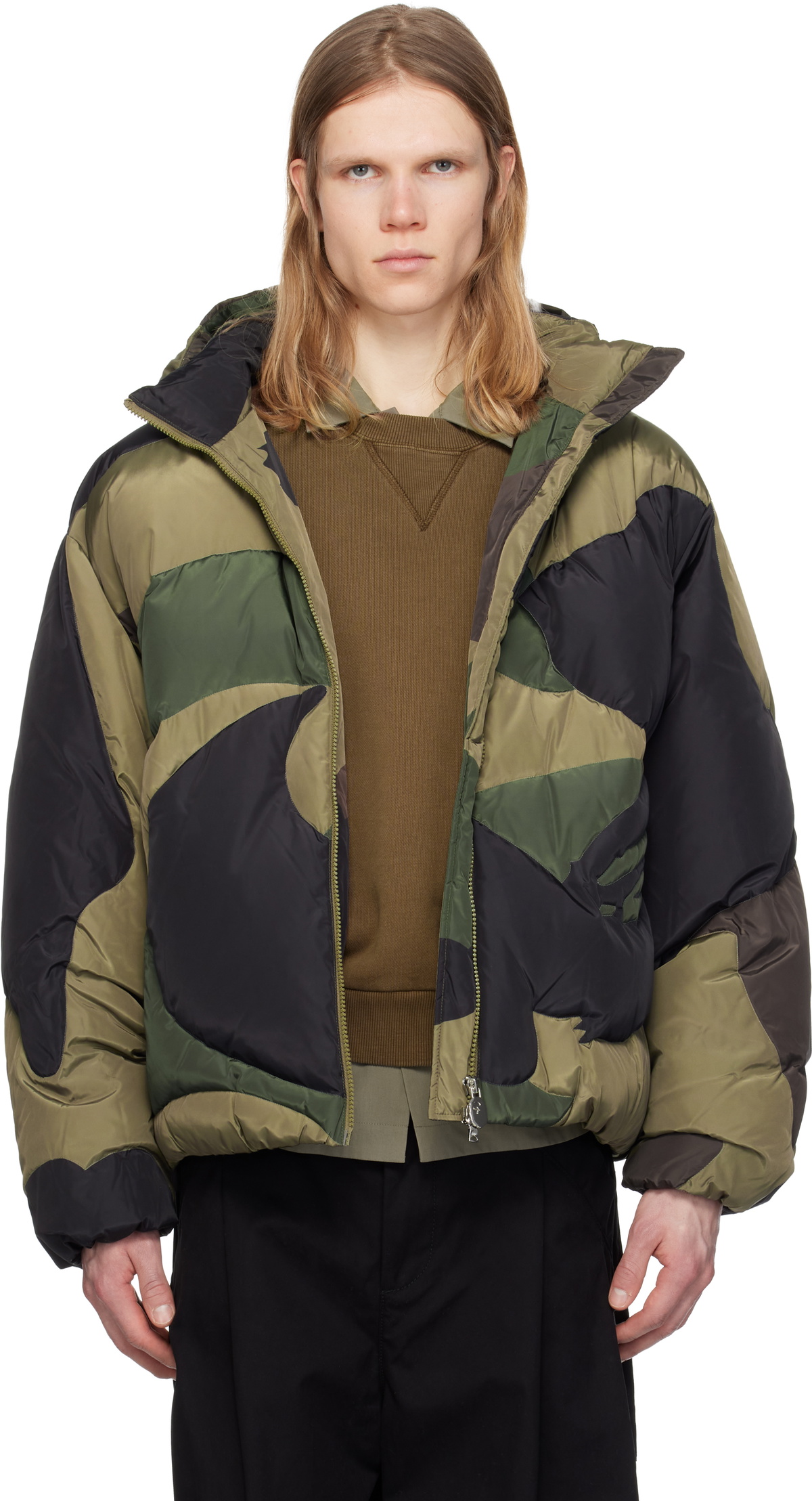 BAPE Green Camo Nylon Down Jacket A Bathing Ape