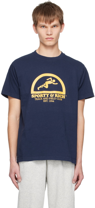 Photo: Sporty & Rich Navy Fun Track T-Shirt