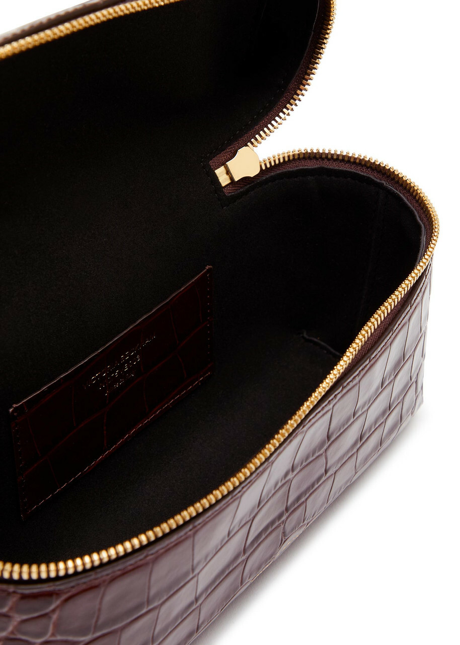 Victoria Beckham Vanity Crocodile-effect Glossed Leather Cross-body bag - Dark Brown - One Size
