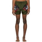 Neil Barrett Green Palm Tree Swim Shorts