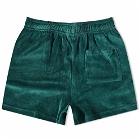 Sporty & Rich Andy Velour Disco Short in Forest/White