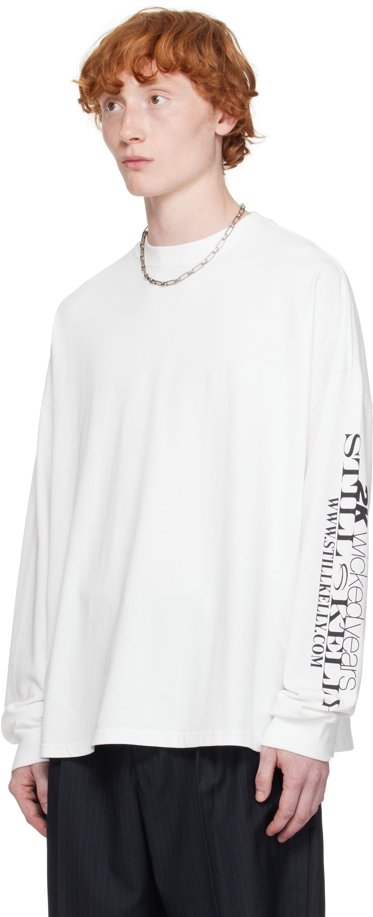 Still Kelly White Boxy Long Sleeve T-shirt