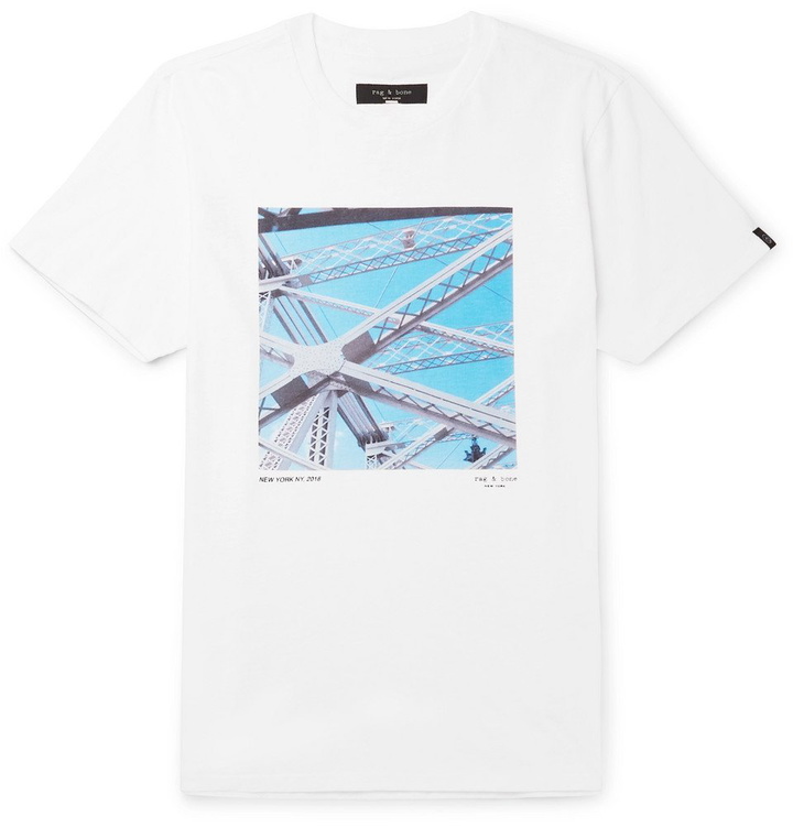 Photo: rag & bone - Printed Cotton-Jersey T-shirt - White