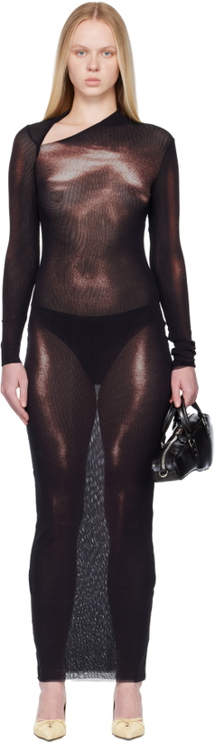 Photo: Jean Paul Gaultier Black & Burgundy 'The Long Bronze Body Dust' Maxi Dress