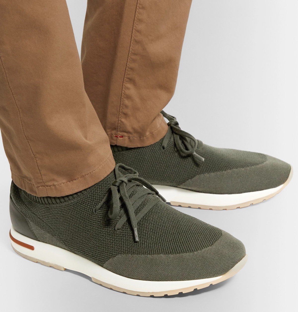 LORO PIANA Flexy leather-trimmed wool-blend sneakers