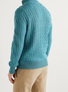 Loro Piana - Cable-Knit Baby Cashmere and Linen-Blend Half-Zip Sweater - Blue