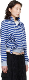 OPEN YY SSENSE Exclusive Navy Applique Knit Zipup Sweatshirt