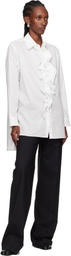 Y's White Cotton Lawn Untrimmed Frill Shirt