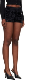 Marine Serre Black Wild Fluffy Knit Shorts
