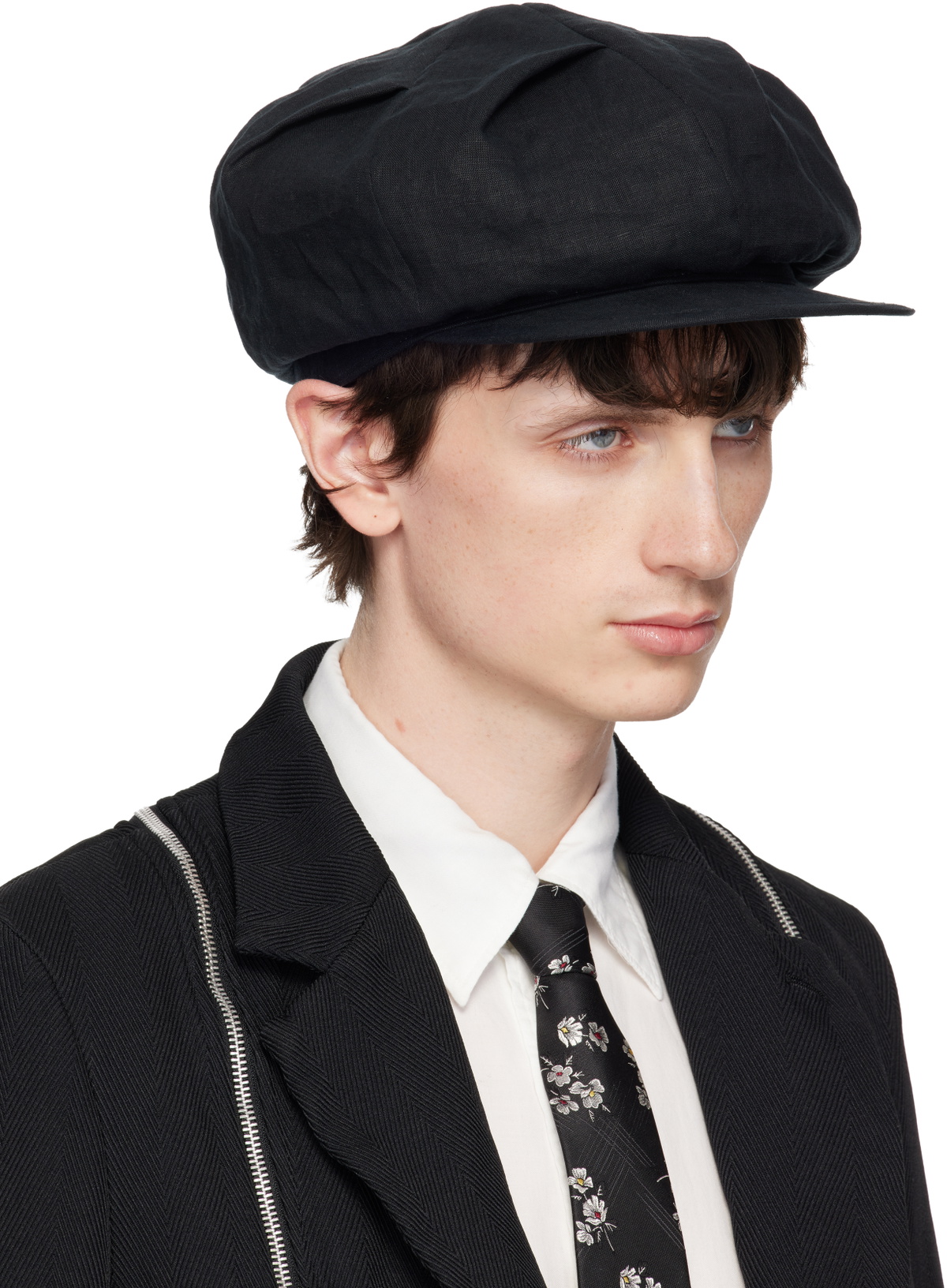 YOHJI YAMAMOTO Black Flax Flat Tuck Casquette Cap