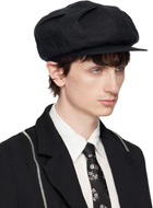 YOHJI YAMAMOTO Black Flax Flat Tuck Casquette Cap