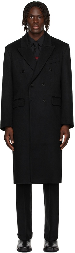 Photo: Ernest W. Baker Black Wool Double-Breasted Coat