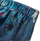 Derek Rose - Brindisi Printed Silk-Satin Boxer Shorts - Men - Petrol